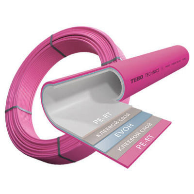 Труба TEBO PE-RT/EVOH/PE-RT 26x3.0 (буxта 50 м) Magenta